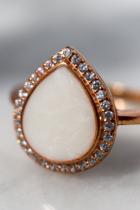 Wide Halo Pear Ring - Empowered Mama Jewelry