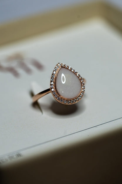 Wide Halo Pear Ring - Empowered Mama Jewelry